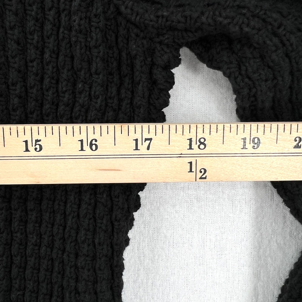 CHANEL 2010 Sweater Womens 34 Black Chain Details Open Cardigan Cotton Chunky - Picture 16 of 16